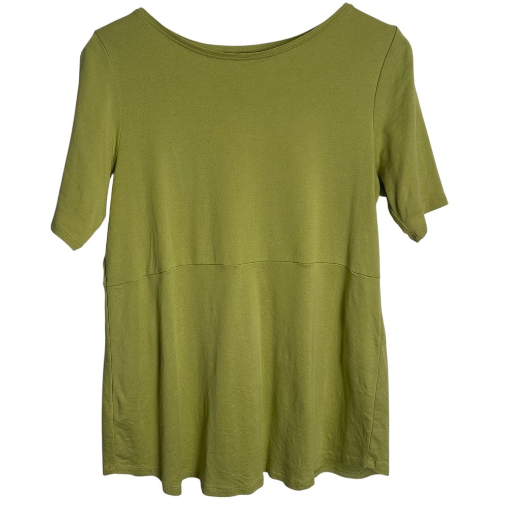 J.Jill Pima Shirttail Tee Green 100% Pima Cotton Short Sleeve‎ Top Womans Medium